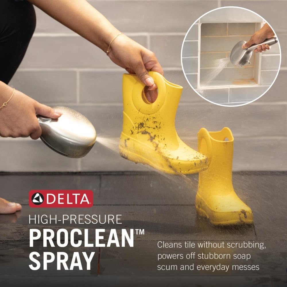 Delta 5-Setting HydroRain 2-in-1 Dual Shower Head with ProClean Spray, Brushed Gold High Pressure Shower Head with Handheld Spray, 1.75 GPM Flow Rate, Champagne Bronze 75419CZ