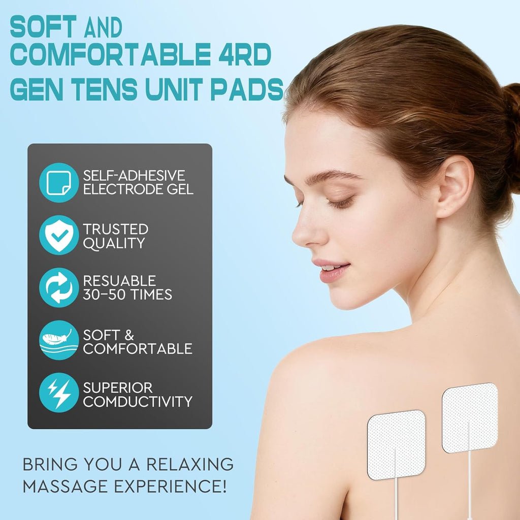 22 PCS 2X 2” Tens Unit Electrode Pads Compatible with Auvon Tens 7000 Muscle Stimulator Machine,Tens Unit Replacement Pads Reuse More Than 35-50 Times with Self Stick and Non-Irritating Designs