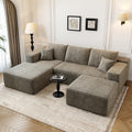 107.5" Cloud Modular Sectional Couch with 1 Ottoman,Modern Minimalist Upholstered Couches, Comfort U Shaped Sofa for Living Room,Deep Seat Corner Couch .No Assembly Required (Camel,Left Facing Chaise)
