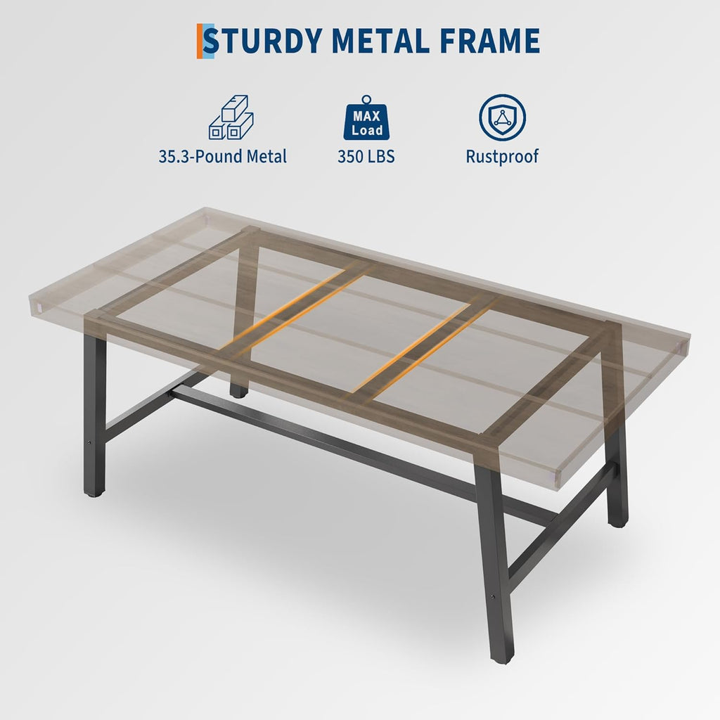 GarveeHome Industrial Dining Table for 4-6 People, 63" Long Large Kitchen Table with Sturdy Metal Frame, Rectangular Counter for Dinner, Kitchen, Dining Room (Grey, 63" Non-extendable)