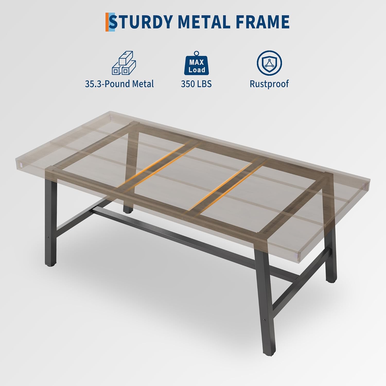 GarveeHome Industrial Dining Table for 4-6 People, 63" Long Large Kitchen Table with Sturdy Metal Frame, Rectangular Counter for Dinner, Kitchen, Dining Room (Grey, 63" Non-extendable)