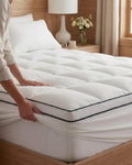 WestMonth Premium Quilted 1000GSM Luxury Extra Thick Mattress Topper - Breathable & Fluffy Soft Cooling Bed Cover with Deep Pocket (8-21") - Fits Standard Mattresses Perfectly (White, King)