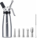 Professional Aluminum Whipped Cream Dispenser – Leak-Resistant Whip Cream Maker with 5 Stainless Steel Decorating Nozzles & Cleaning Brush – 1-Pint / 500 mL Cream Whipper