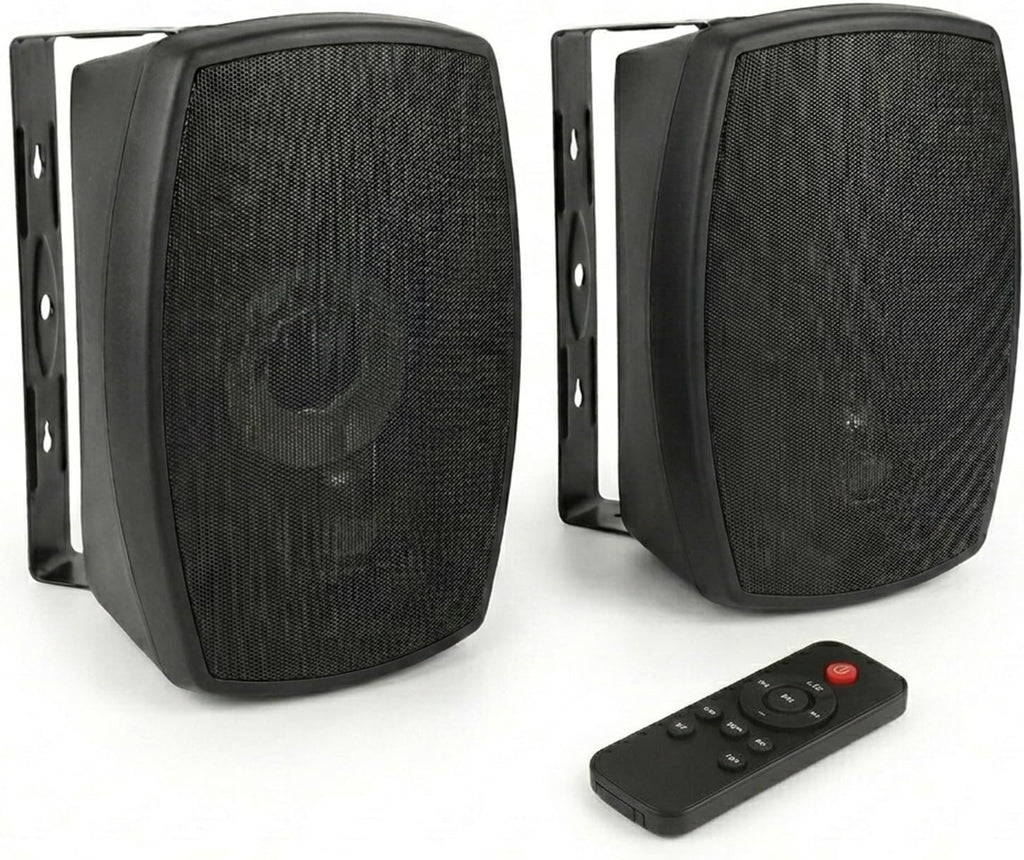6.5 Inch Wall Mounted Bluetooth 5.4 Speakers, Peak 400W Indoor/Outdoor Waterproof Multi-Sync 200 Speakers/Auto-Pairing Auracast/Remote Control, 120 FT Range for Patio/Garage/Home (Black, Pair)