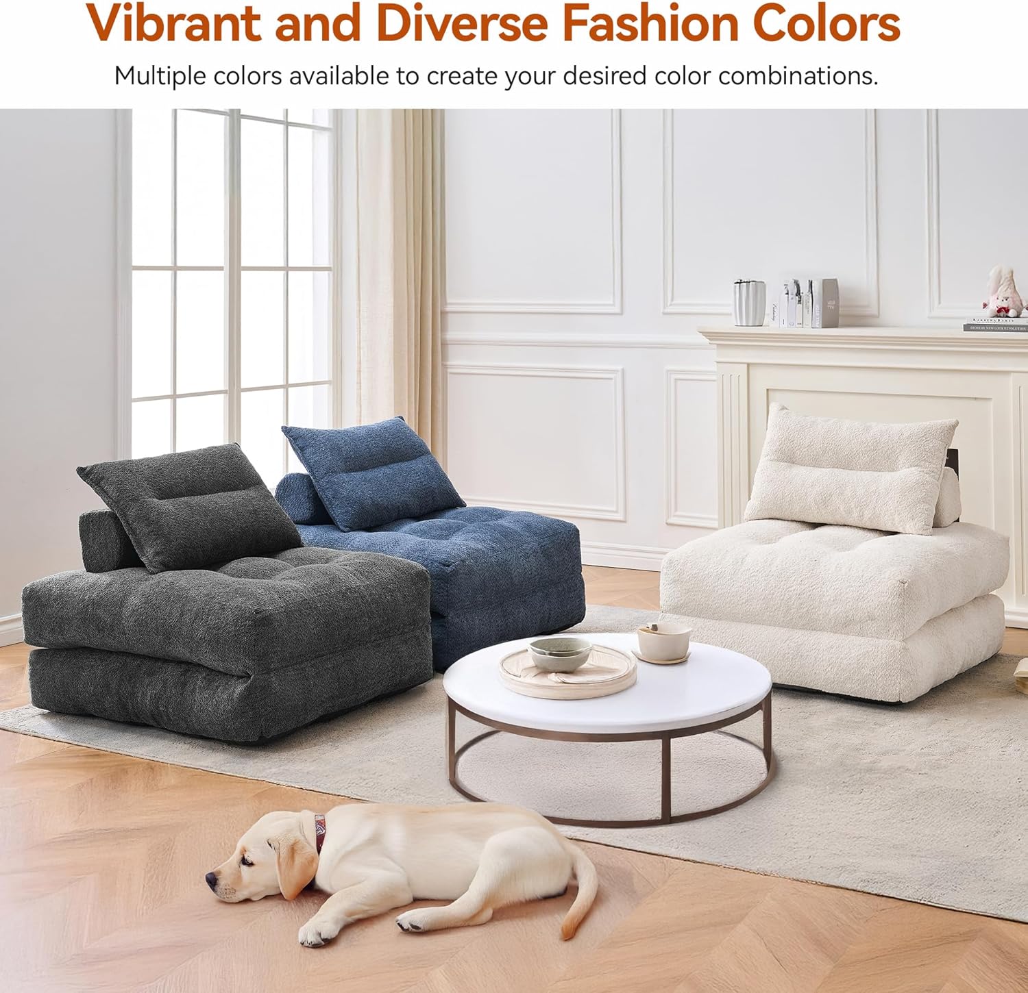 MONVANE Folding Sofa Bed, Fold Out Chair Bed with Pillow, Convertible Sleeper Chair for Living Room/Small Spaces, Foldable Lazy Sofa Bed Floor Chair, Comfy Teddy Velvet Couch Bed, Grey