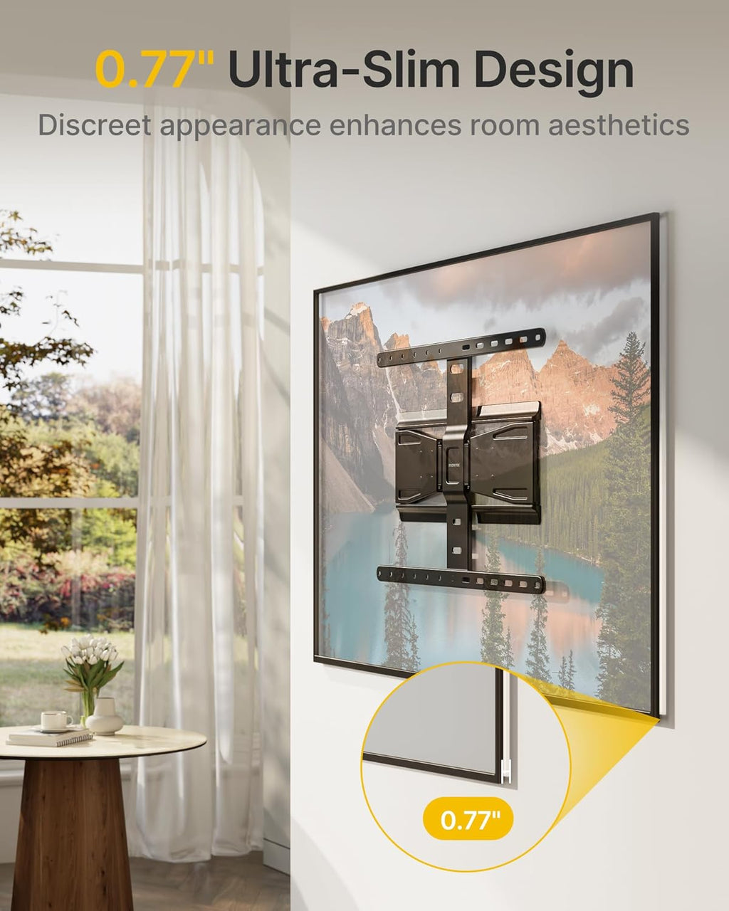 monTEK 0.77" Ultra Slim TV Wall Mount for 43-90 Inch TVs, Swivel & Tilt & Leveling & Extension Wall Mount TV Bracket with Articulating Dual Arms, Low Profile Full Motion tv Mount, 4X Weight Tested