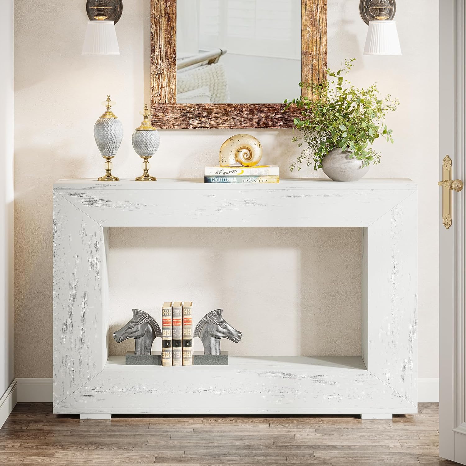 Tribesigns Farmhouse Console Table, 47 Inches Entryway Console Table with Storage, Industrial Hallway Accent Table for Living Room, Entrance