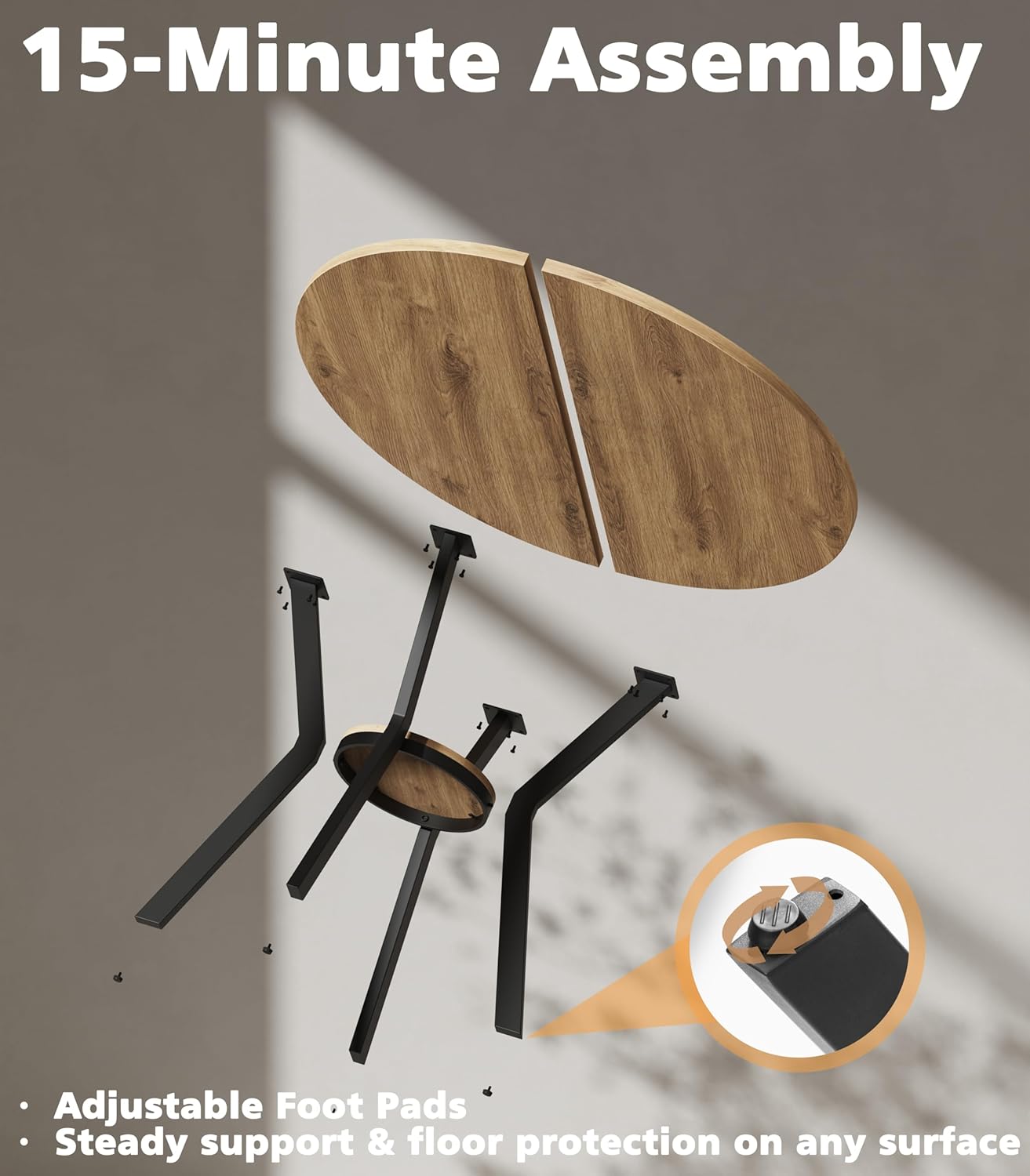 Round Kitchen Tables for 2-4, 31.5" Small Dining Tables with Storage, Rustic Wood Circle Dinner Table with Metal Leg, Farmhouse Dinner Table for Small Space, Dining Room, Kitchen, Office, Apartment