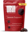 URVI® Immune Support Gummies 9-in-1 - Echinacea, Elderberry, Vitamin C, D3 K2, E, Niacin, Zinc & Selenium - Multivitamin, Antioxidants, Immunity Supplement - Vegetarian & Sugar Free - 60 Count