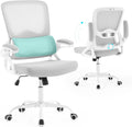 Ergonomic Office Chair,Mesh Office Chair with Lumbar Support,Mid Back Desk Chair with Flip-up Arms,400 lbs Comfy Computer Chair for Home Office (Light Grey)