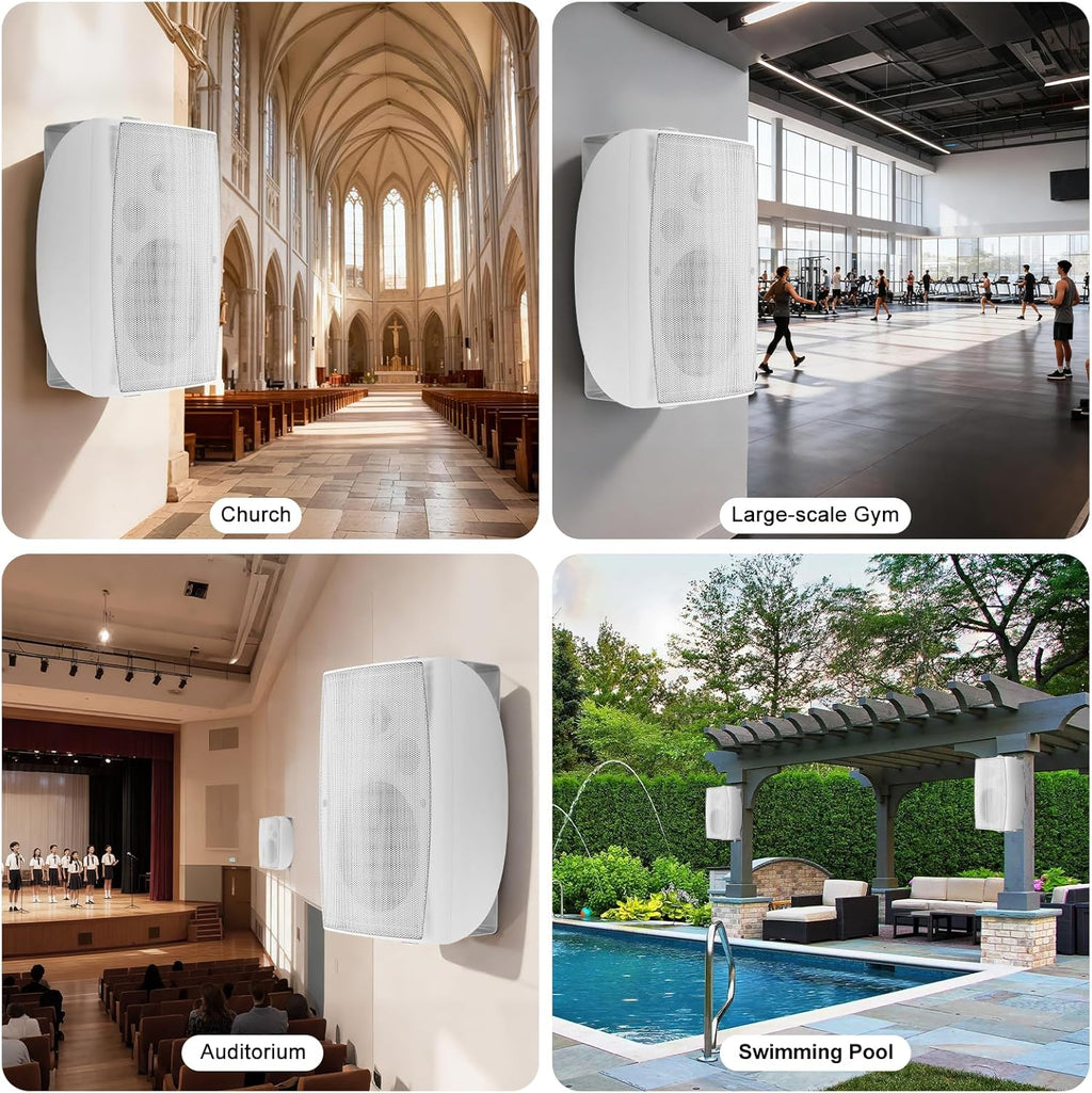 STUDIOFINIX 8-Inch 600W Outdoor Bluetooth Speakers Waterproof Wired, Wall-Mount Waterproof Speaker System Ideal for Large Spaces (Commercial Areas, Spacious Backyards, Auditorium)