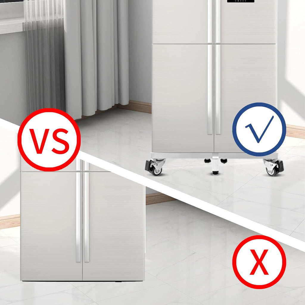 Heavy Duty All Steel Fridge Stand with Wheels Mobile Base Universal Adjustable Washing Machine Stand Multi-Functional Base Furniture Dolly for Refrigerator, Washer and Dryer（White/Large）