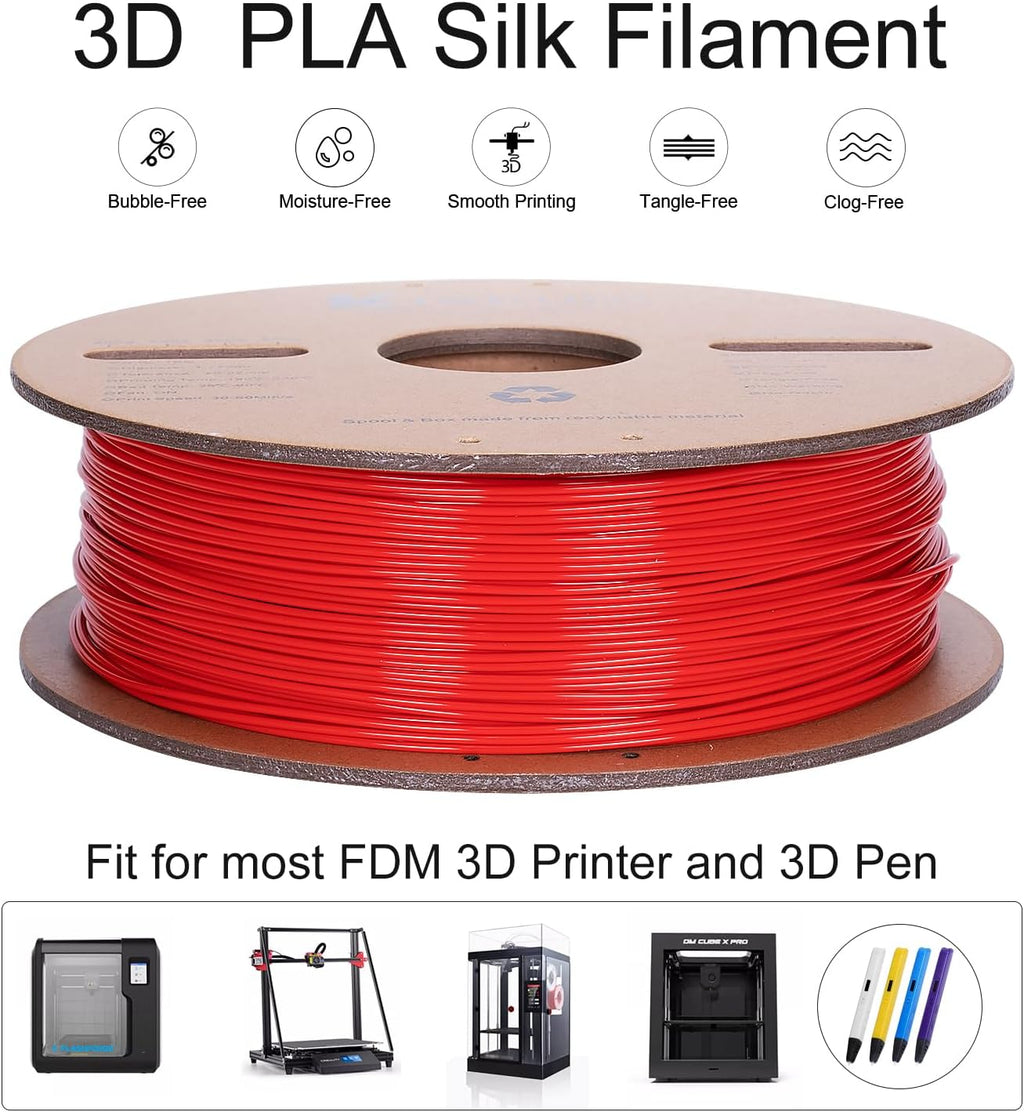 Kretrum PLA Filament 1.75 mm 3D Printer Filament Dimensional Accuracy +/- 0.02 mm 1 KG 2.2 lbs Cardboard Spool 3D Printing Filament Fits for Most FDM 3D Printers Red