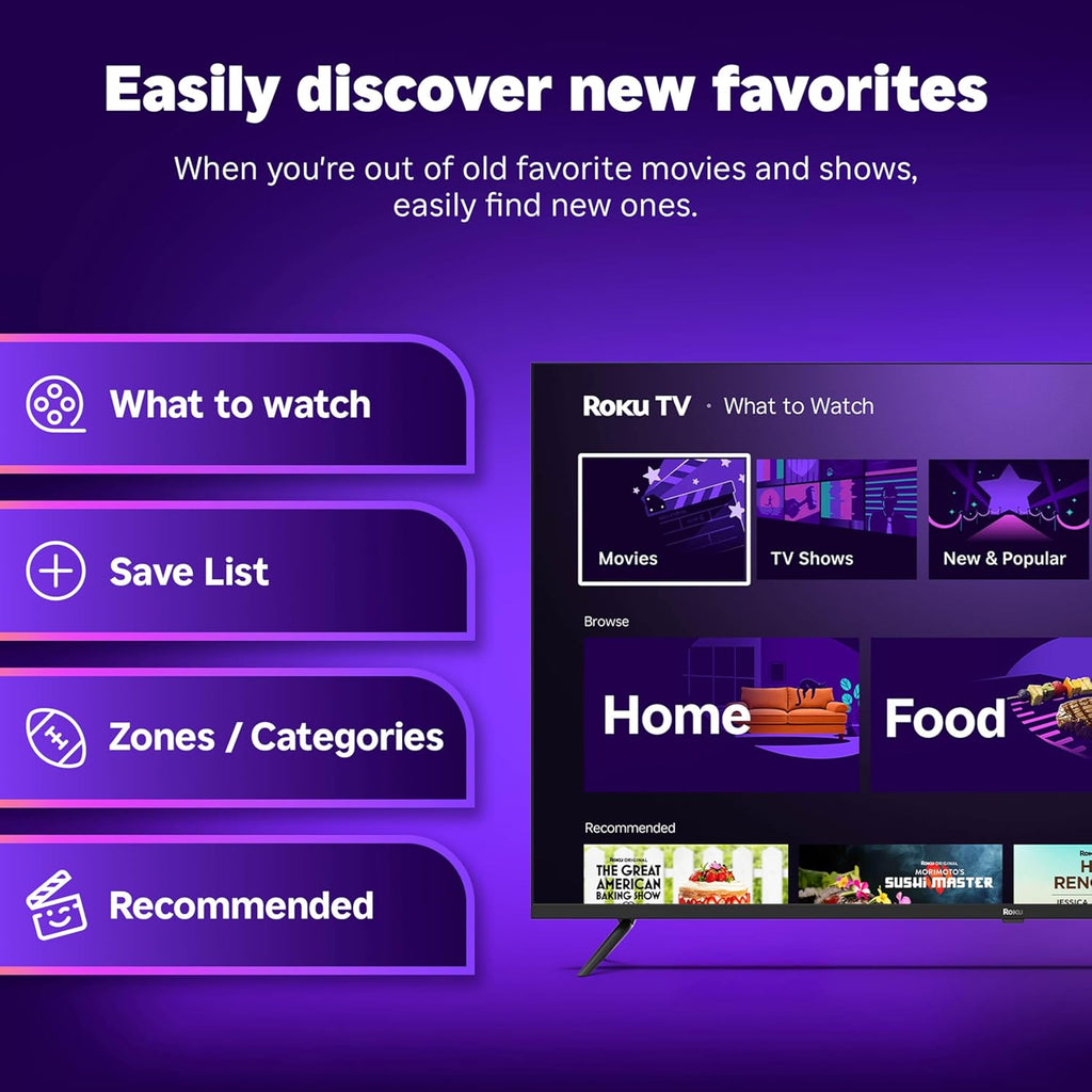 Roku Smart TV – 50-Inch Select Series, 4K HDR TV – RokuTV with Enhanced Voice Remote – Flat Screen LED Television with Wi-Fi for Streaming Live Local News, Sports, Family Entertainment