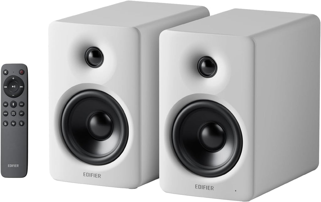 Edifier M90 Computer Speakers, 100W RMS Desktop Speakers, Hi-Res Audio, LDAC,Bluetooth 6.0 Compact Speaker, HDMI eARC/Optical/USB-C/AUX Input, SUB Out Powered Speakers, Remote Control for TV/PC-White