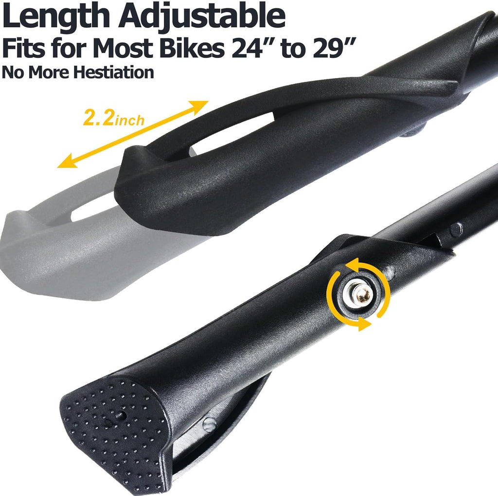 TOPCABIN Aluminum Alloy Bicycle Kickstand - Adjustable, Rear Side/Center Mount for Adult Bikes 24-29 inch (Black)