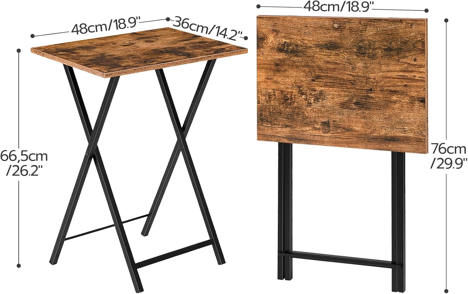 HOOBRO Folding TV Tray Tables and Floating Shelves with LED Lights, Set of 4 TV Trays with Storage Rack, 3-Tier Wall Mounted Gaming Shelf, BF50BZ01-BF21DBJ01