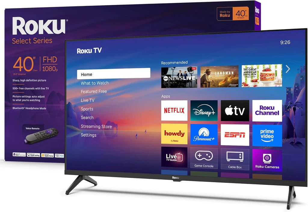 Roku Smart TV – 40-Inch Select Series, 1080p Full HD TV – Roku TV with Voice Remote – Flat Screen LED Television with Wi-Fi for Streaming Live Local News, Sports, Family Entertainment
