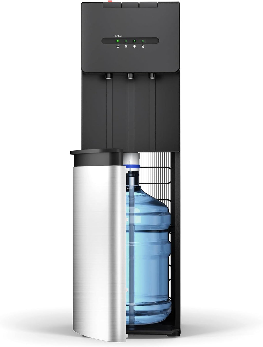 Self Cleaning Bottom Loading Water Cooler Dispenser for 3 & 5 Gallon Bottles - Hot, Cold & Room 3 Temperature, Child Safety Lock, LED Indicator Light, Ideal for Kitchen & Office, Black