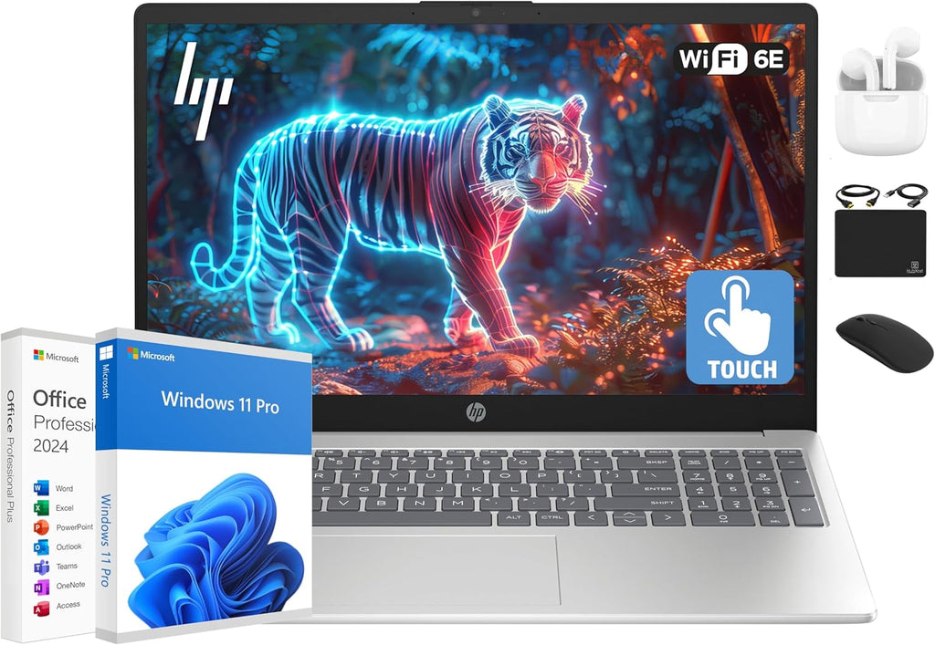 HP Flagship 15.6" HD Touchscreen Laptop Computer, 6-Core Intel i3 Processor, 32GB RAM, 1.5TB Storage (1TB SSD + 500GB Ext), Wi-Fi, Long Battery, HubxcelAccessory, Lifetime Office 2024, Win 11 Pro