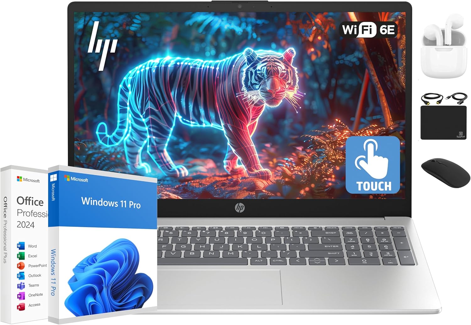 HP Flagship 15.6" HD Touchscreen Laptop Computer, 6-Core Intel i3 Processor, 32GB RAM, 1.5TB Storage (1TB SSD + 500GB Ext), Wi-Fi, Long Battery, HubxcelAccessory, Lifetime Office 2024, Win 11 Pro