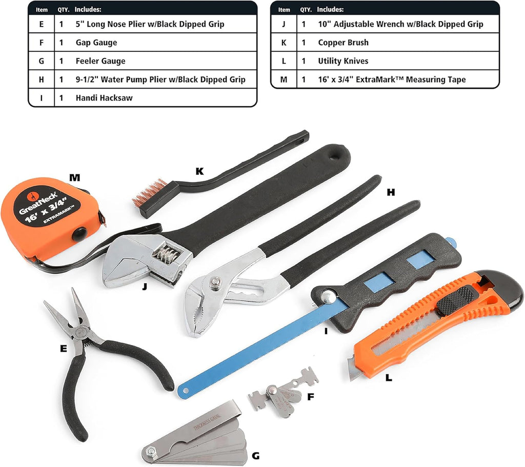 Great Neck MS125 125 Piece Marine Tool Set, Gifts for Men, Dad Gifts, High Visibility, Water-Resistant Boat Tool Box Case, Anti-Rust Chrome-Plated Boat Supplies And Accessories