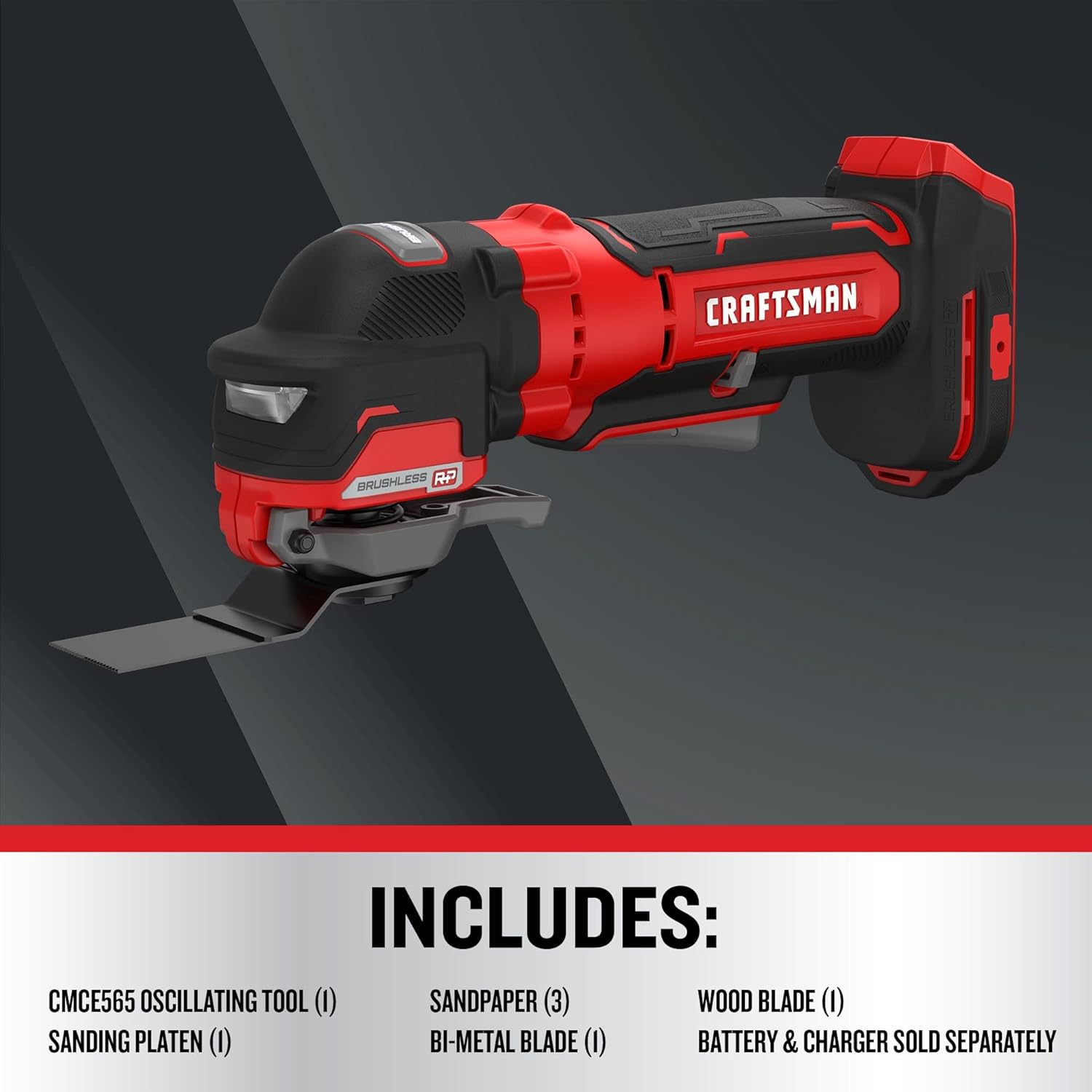 CRAFTSMAN V20 Cordless Oscillating Tool, Multi-Tool, Up to 19,000 OPM, Bare Tool Only (CMCE565B)