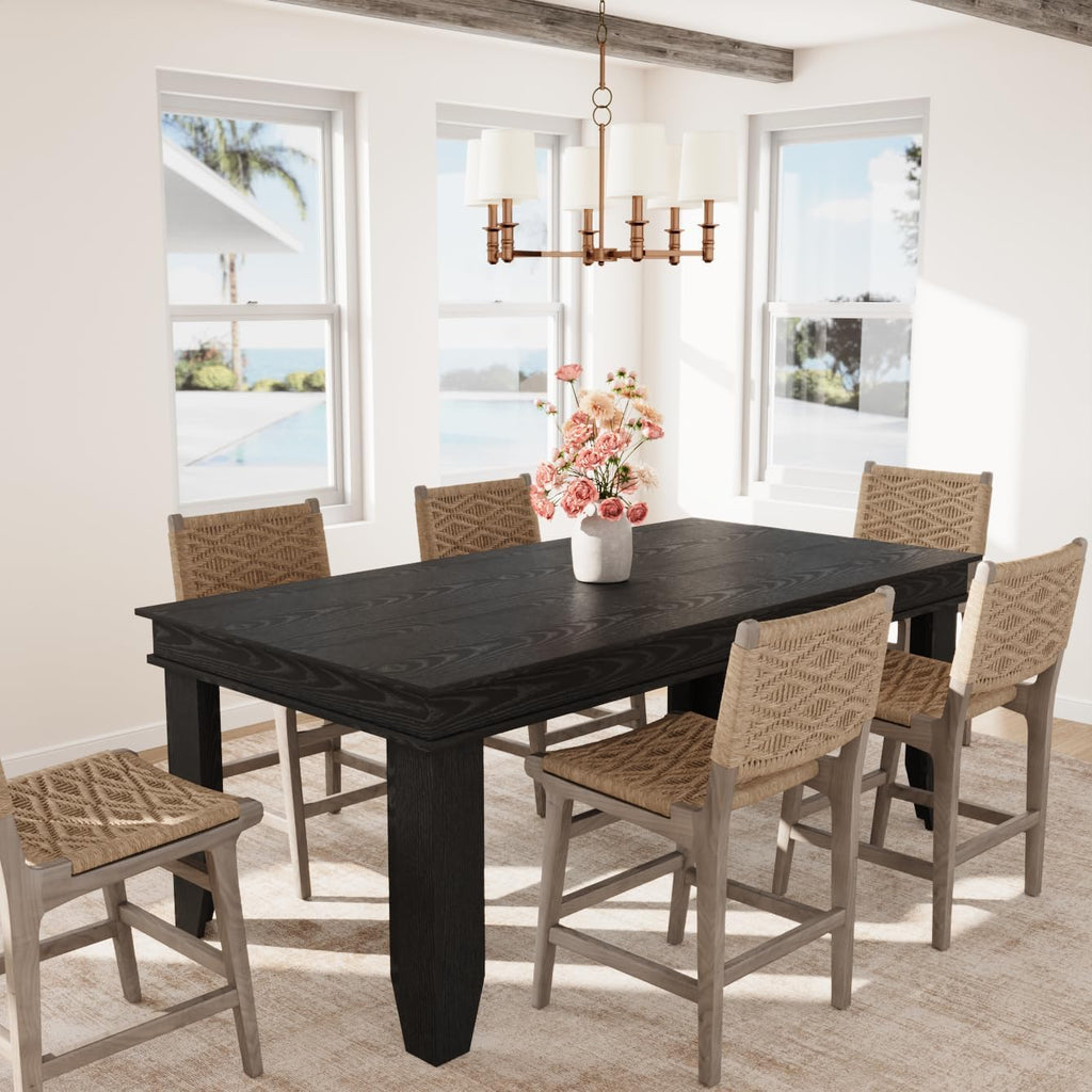 GarveeHome Farmhouse Dining Table for 6-8 People, 71 in Long Kitchen Tables with Wooden Sturdy Frame, 6 ft Large Rectangular Dinner Table for Dining Room, Kitchen (Black, 71" Non-extendable)