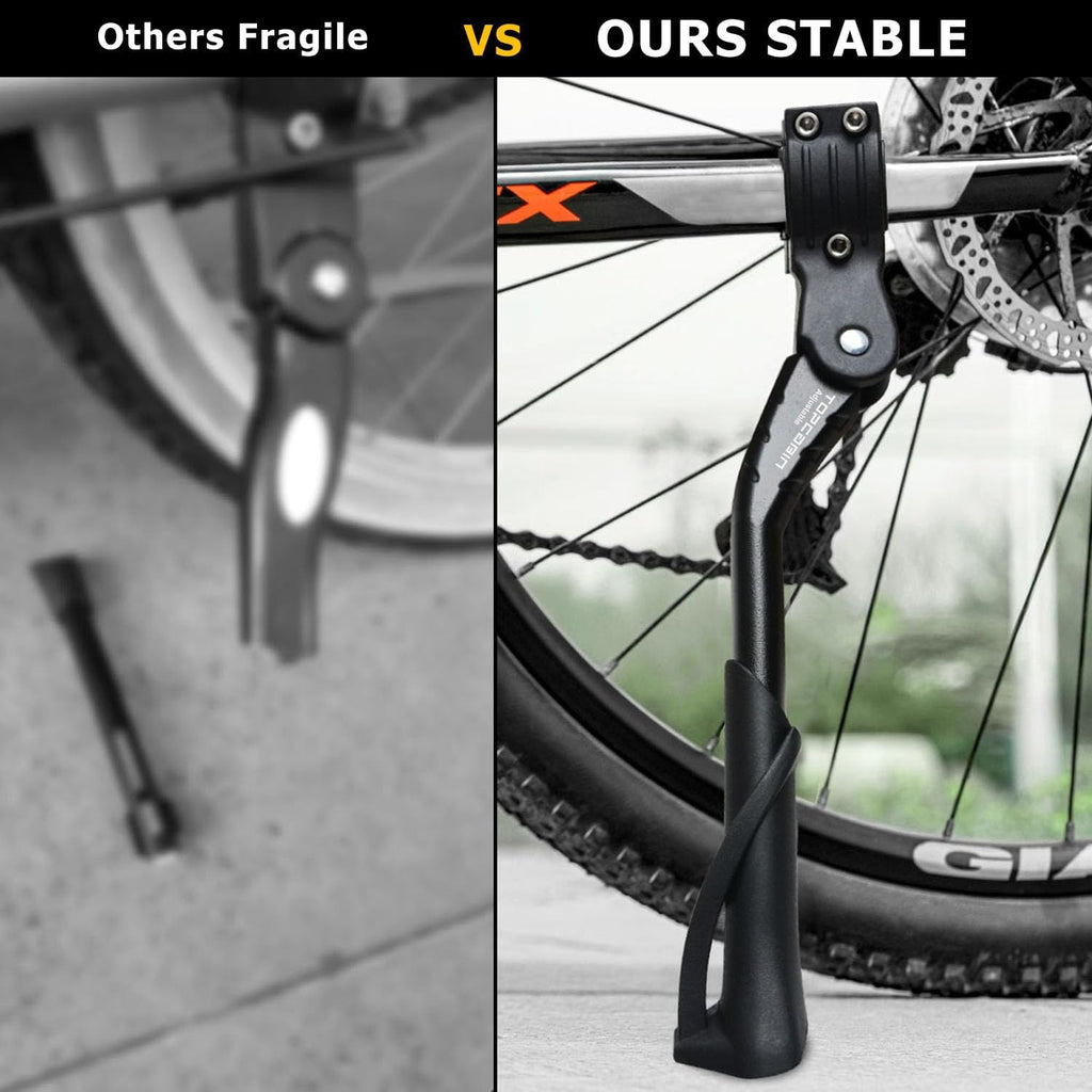 TOPCABIN Aluminum Alloy Bicycle Kickstand - Adjustable, Rear Side/Center Mount for Adult Bikes 24-29 inch (Black)