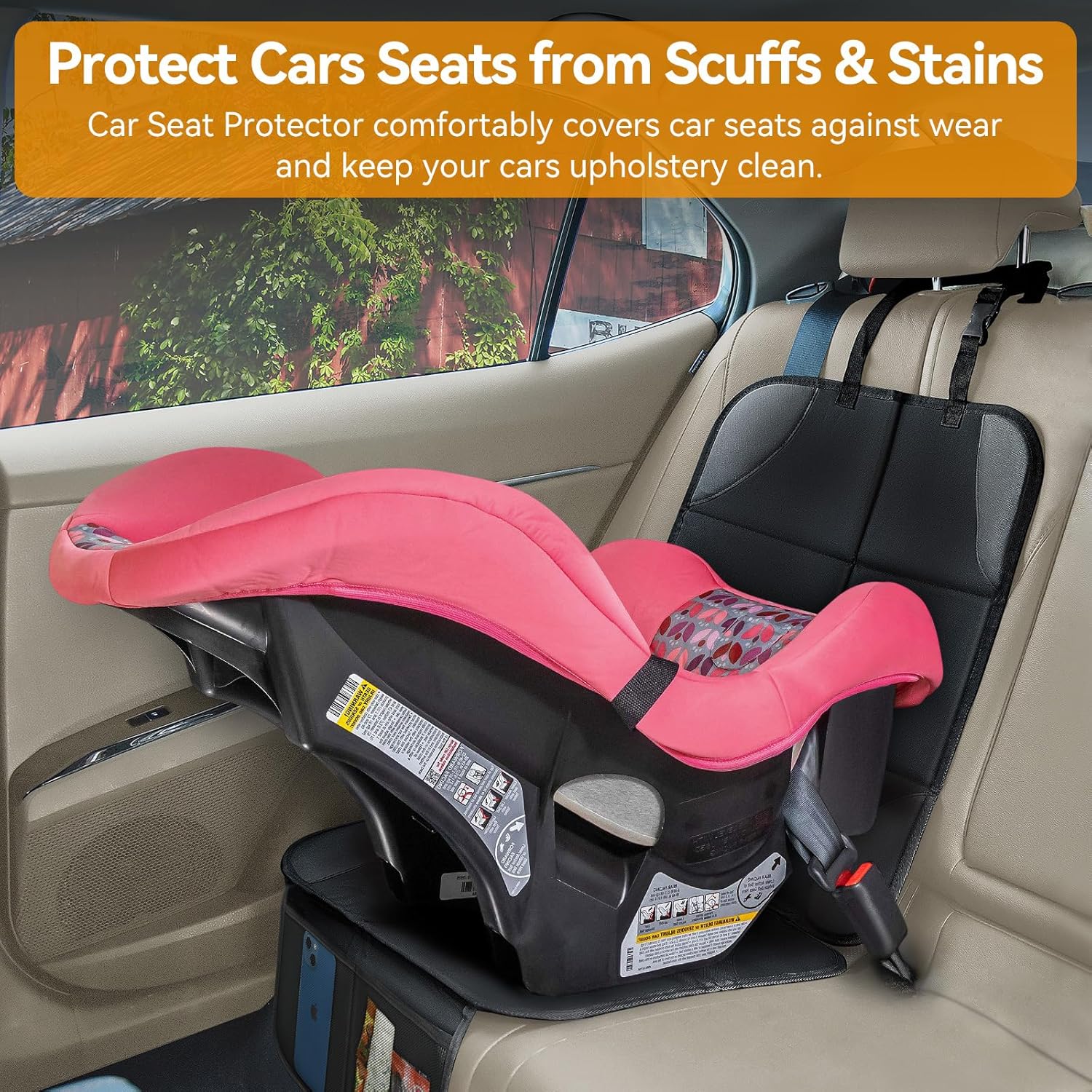 Musclez Car Seat Protectors, Car Seat Covers Waterproof 600D Fabric, Non-Slip Backing & 2 Mesh Pockets Carseat Protector for Child Safety Seats, Pets, Automotive Interior Protection (Black-1pcs)