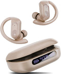 occiam Active Noise Cancelling Wireless Earbuds Bluetooth Headphones Ear Buds 96Hrs Playback Clear Call Waterproof Earphones with Ear Hook Microphones for Sport Running Off-White