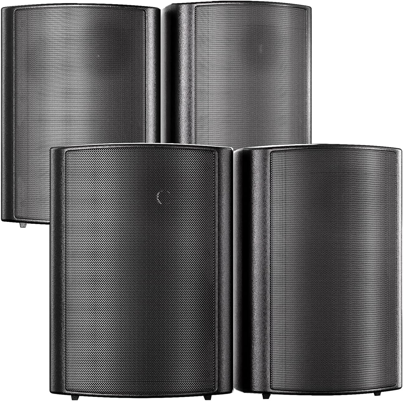 STUDIOFINIX 800W 6.5 Inch Outdoor Bluetooth Speakers Waterproof Wired with Multifunctional Amplifier Wall Mount Weatherproof Loudspeaker System for Patio Garden Poolside Home(4 Speakers,Black)