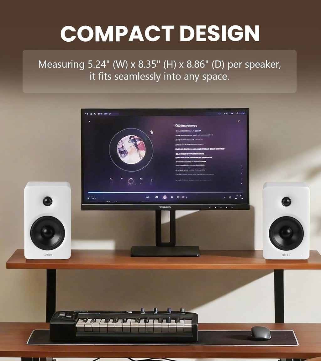Edifier M90 Computer Speakers, 100W RMS Desktop Speakers, Hi-Res Audio, LDAC,Bluetooth 6.0 Compact Speaker, HDMI eARC/Optical/USB-C/AUX Input, SUB Out Powered Speakers, Remote Control for TV/PC-White