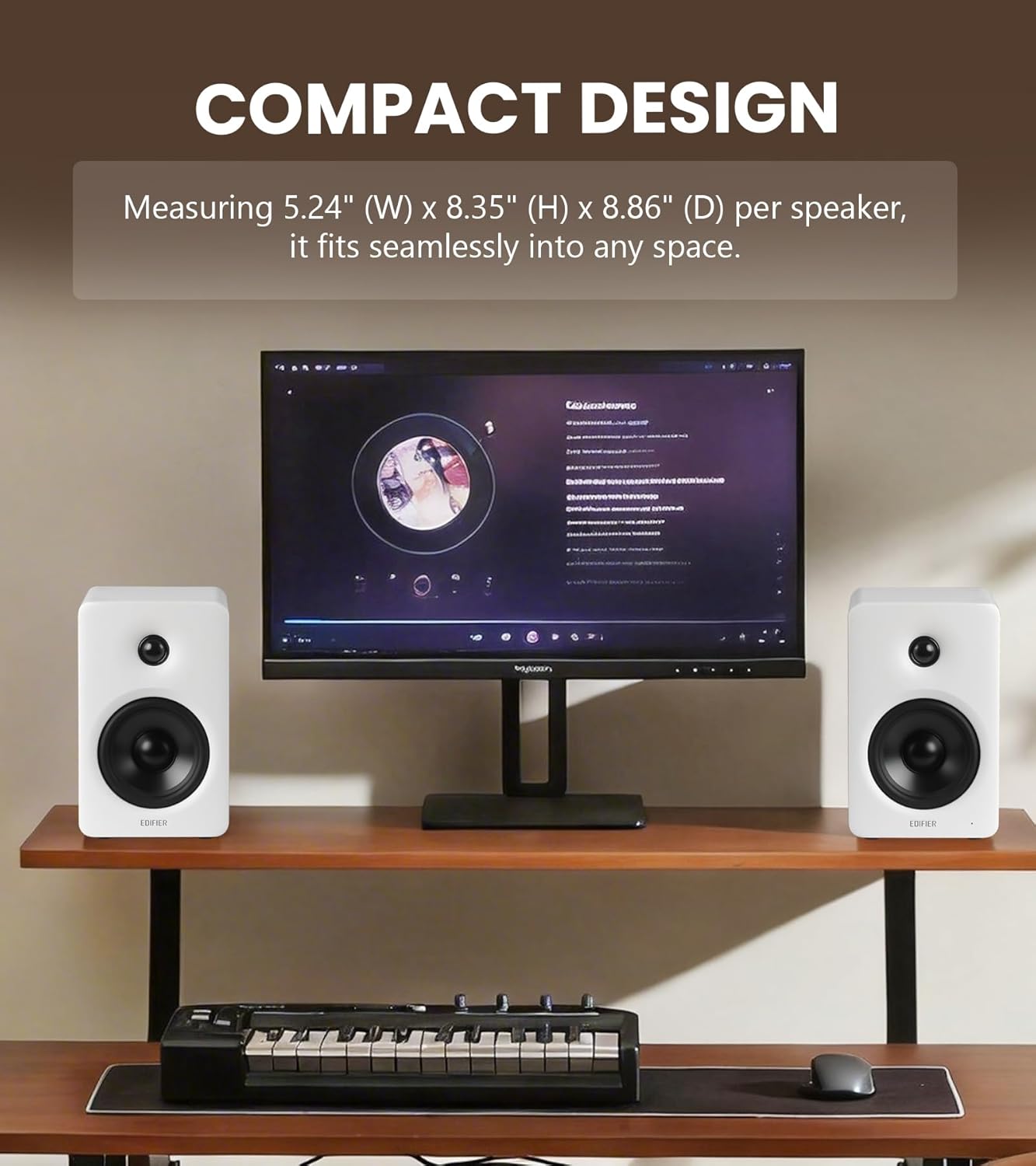 Edifier M90 Computer Speakers, 100W RMS Desktop Speakers, Hi-Res Audio, LDAC,Bluetooth 6.0 Compact Speaker, HDMI eARC/Optical/USB-C/AUX Input, SUB Out Powered Speakers, Remote Control for TV/PC-White