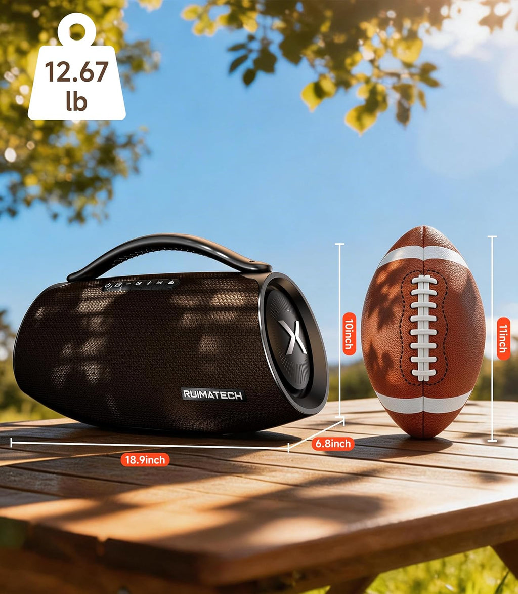 300W Peak Bluetooth Boombox Speaker, Big Powerful Sound with 80W Deep Bass, 3-Way Audio System, TWS, IPX6 Waterproof for Outdoor Party & Home Entertainment