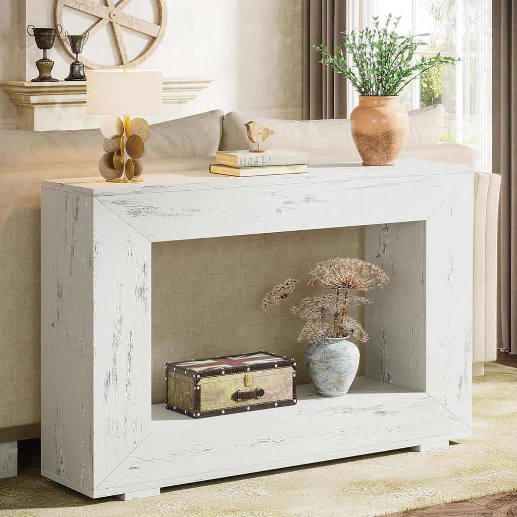 Tribesigns Farmhouse Console Table, 47 Inches Entryway Console Table with Storage, Industrial Hallway Accent Table for Living Room, Entrance