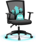 ALPHA HOME Office Chair Ergonomic, Mid Back Mesh Computer Chair with Lumbar Support Executive Stool with Adjustable Armrest & Seat Cushion, BIFMA & SGS Certified