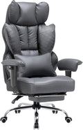 COMHOMA Big and Tall Office Chair Heavy Duty Wide Ergonomic Gaming Chair with Deluxe Embossing Designed Leather with Foot Rest,150°Reclining Adjustable Armrests Pocket Spring Back Support and Pillow