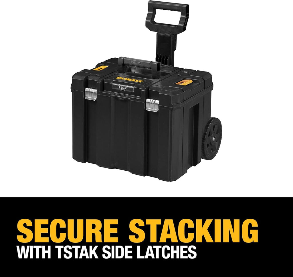 DEWALT Tool Box with Wheels Modular, Large Rolling Tool Box With Telescopic Handle, Portable Carrier Deep Stackable TSTAK Storage (DWST17820)