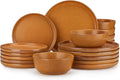 vancasso Plates and Bowls Sets, 18 Pieces Modern Ceramic Dinnerware Set for 6, Dish Set for Kitchen, Dinner Set Stoneware Dishware Set Microwave and Dishwasher Safe, Yellow, Series ZERMATT