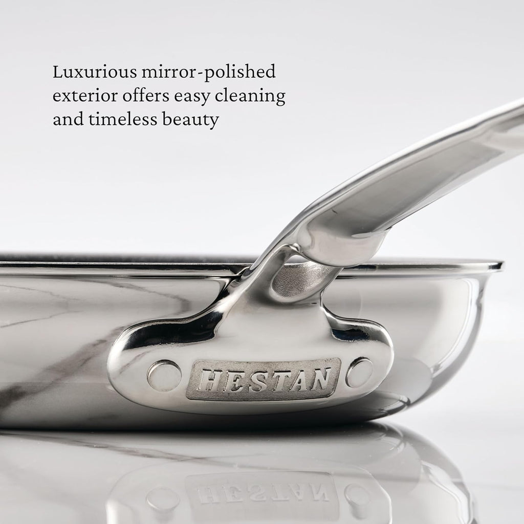 Hestan ProBond Luxe 3-Piece Skillet Set (8.5, 11 & 12.5 Inch) Professional Clad Stainless Steel, ProCore Tri-Ply Clad Construction, Polished Exterior, Induction & Oven Safe