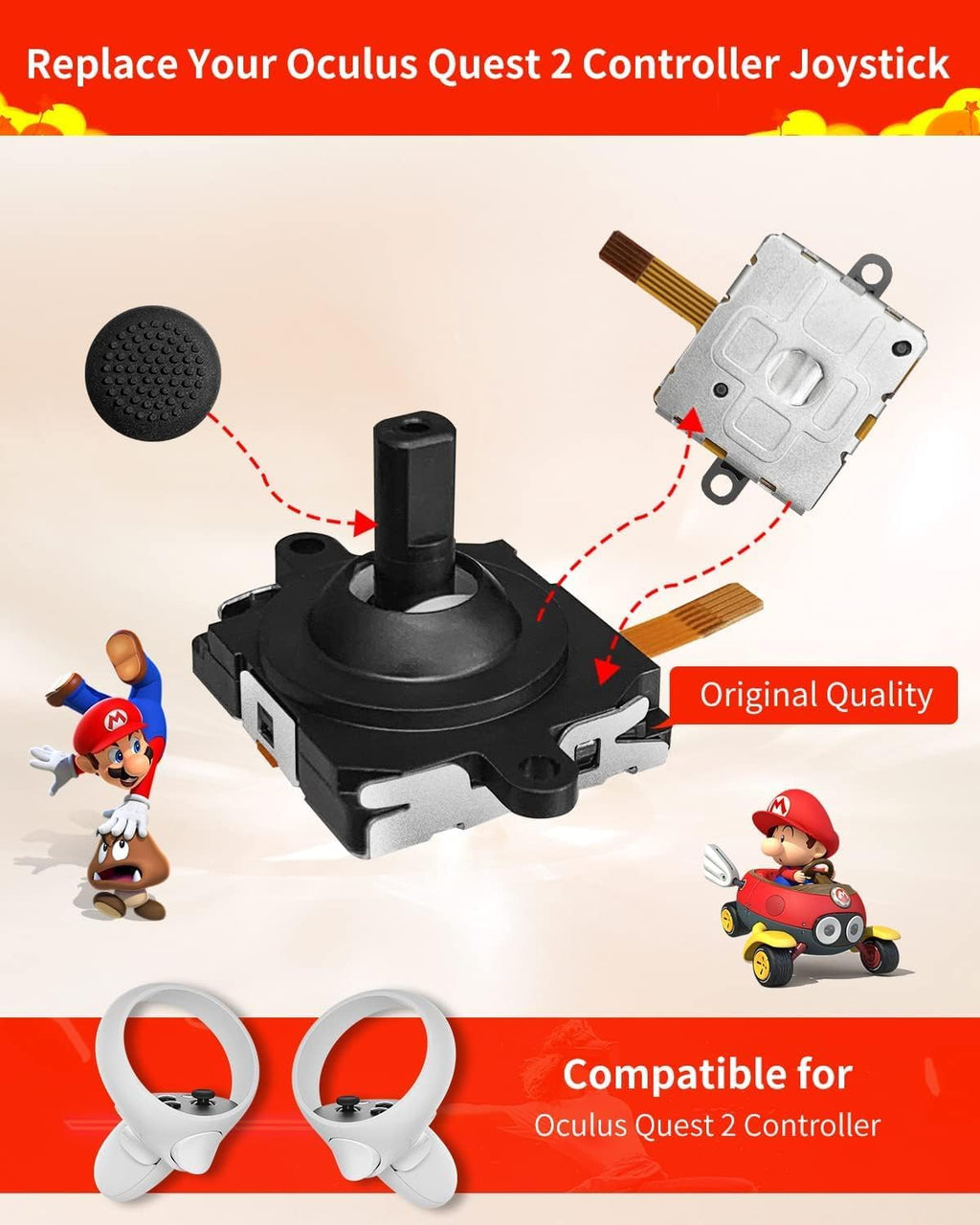 13-in-1 Replacement Kit for Meta Quest 3 Controller - Repair Kit for Oculus Quest 3 Controller, Quest 3 Accessories Featuring Joysticks, Thumbsticks, Screwdriver, Tweezer, and Pry Tool