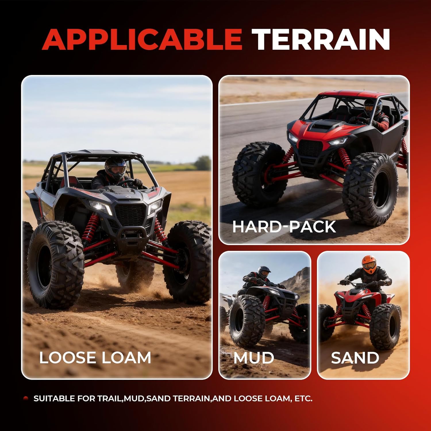 ATV/UTV Tires 24x10-11,All-Terrain Mud Tires 24x10x11,6-Ply,Non-Directional Tread,Tubeless,Set of 2