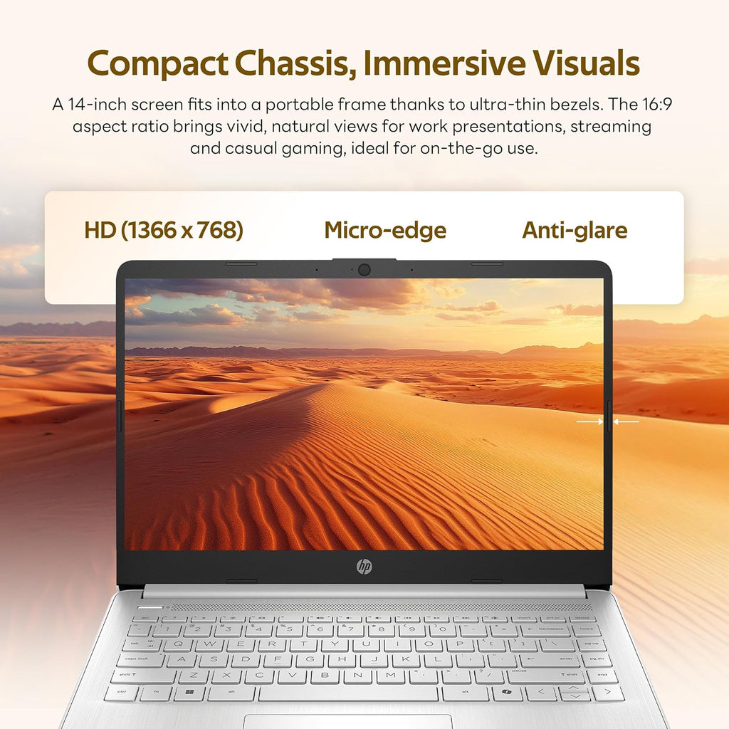 HP Stream 14" HD Laptop with AI Copilot, Intel Processor N150, 4GB RAM, 1.12TB Storage (128GB UFS + 1TB Docking Station Set), Intel Graphics, 1 Year Office 365, Wi-Fi 6, Win 11, Silver