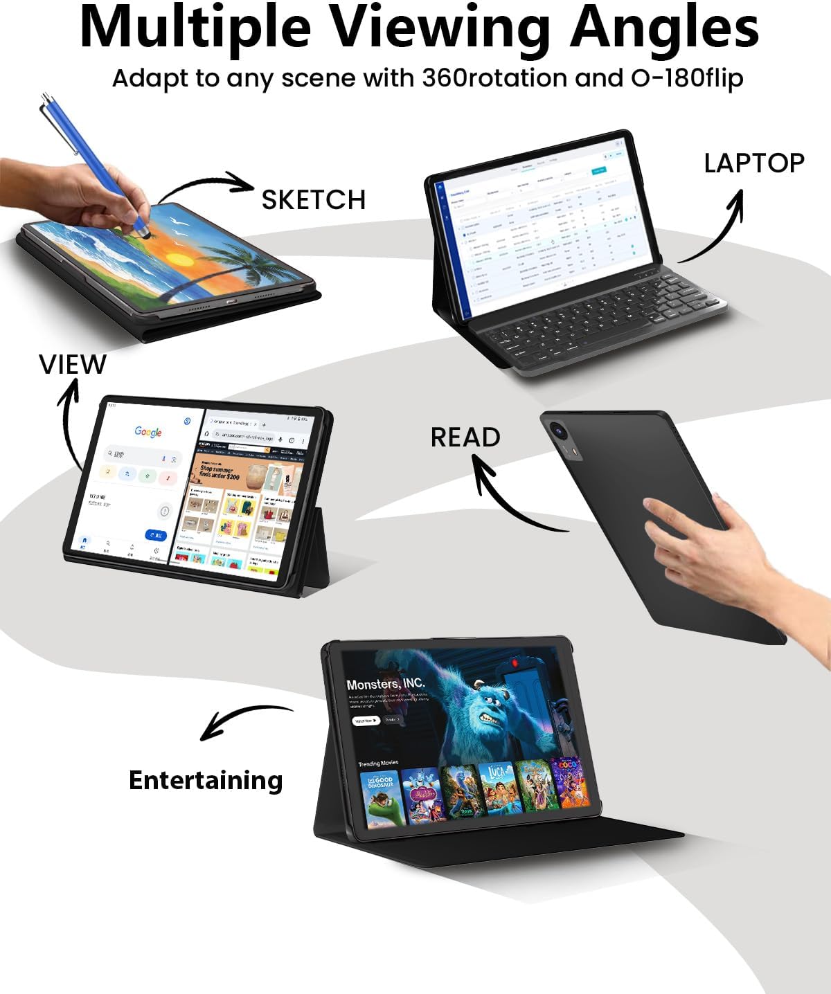 HUIHUANG 11-inch Android 16 Tablet, 32GB RAM + 128GB ROM (1TB Expand), T7280 Octa-Core 2.2GHz Processor, 90Hz FHD+ IPS Display, 8000mAh Battery, Gemini AI, Face ID, Dual Speakers, Fast Charging