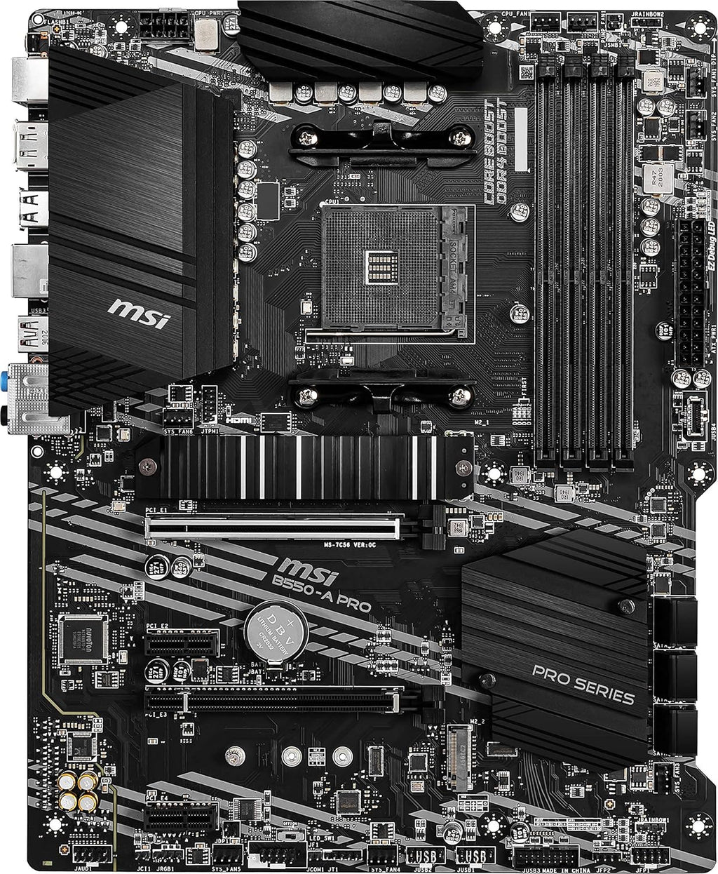 MSI B550-A PRO ProSeries Motherboard (AMD Ryzen 5000, AM4, DDR4, PCIe 4.0, SATA 6Gb/s, M.2, USB 3.2 Gen 2, HDMI/DP, ATX)