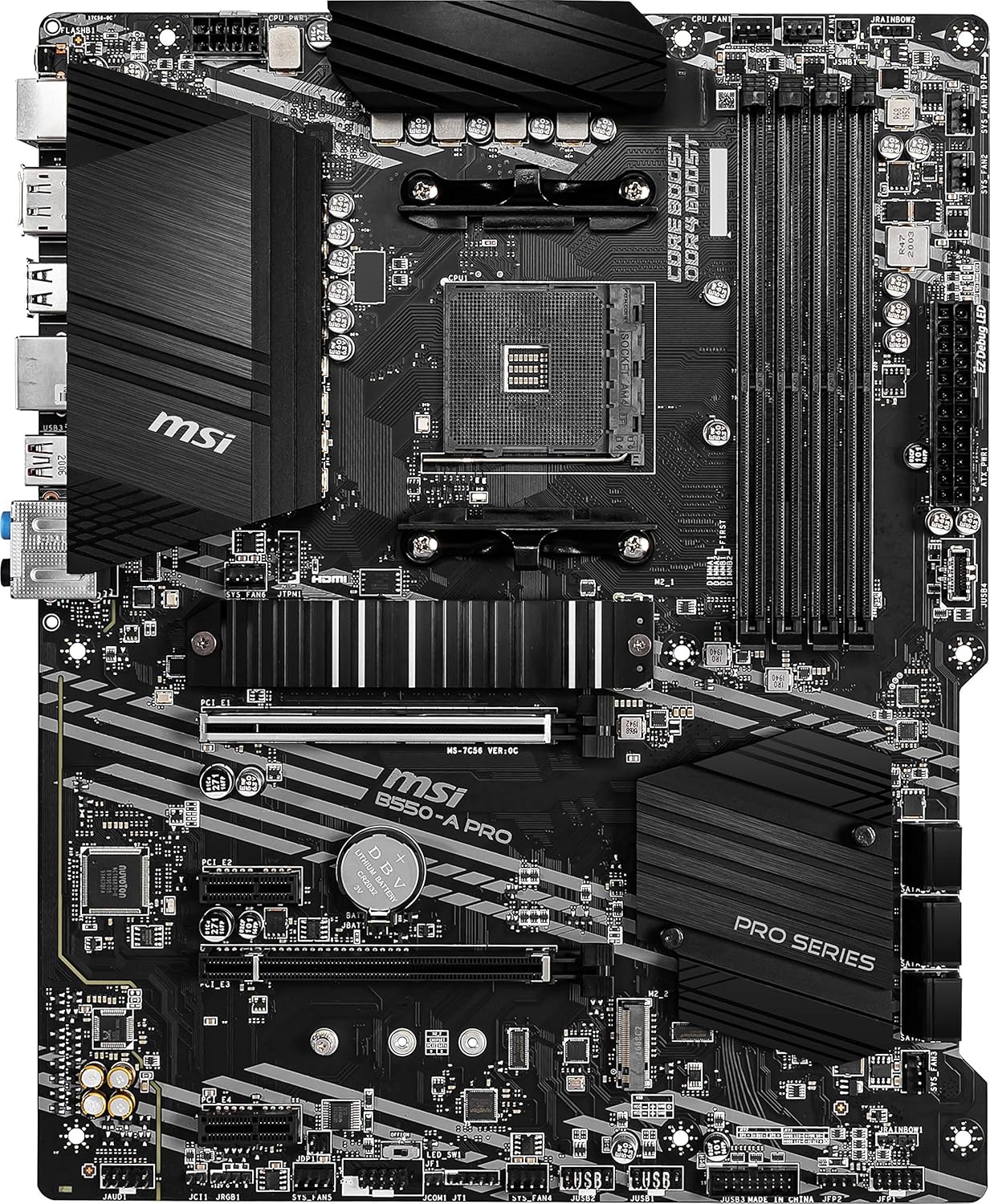 MSI B550-A PRO ProSeries Motherboard (AMD Ryzen 5000, AM4, DDR4, PCIe 4.0, SATA 6Gb/s, M.2, USB 3.2 Gen 2, HDMI/DP, ATX)