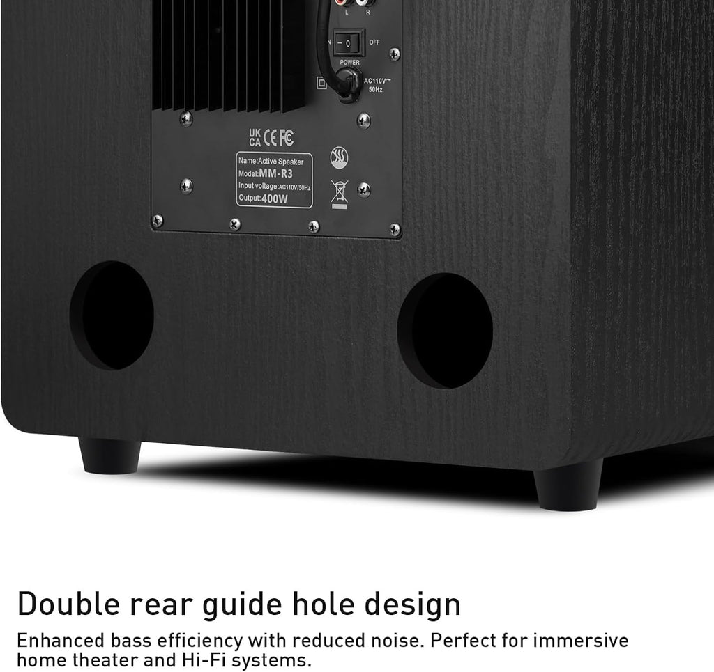 Elimavi 12" Powered Subwoofer Home Audio - 400W Deep Bass for Home Theater - Copper Driver, MDF Enclosure w/Aluminum Radiator - Ideal for Home Surround Sound Systems
