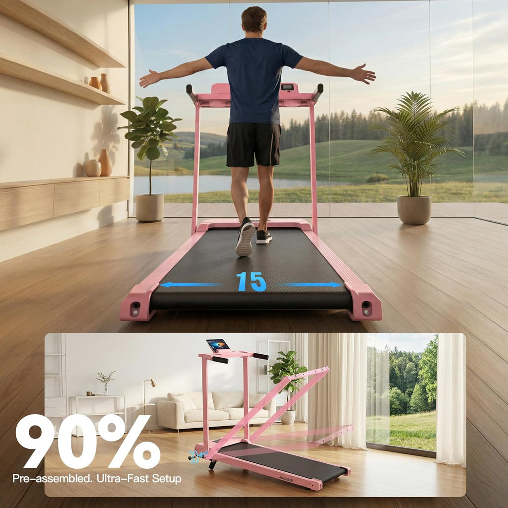 FUNMILY 3.5HP Walking Pad Incline Treadmill with Desk & Handle Bar, Heavy Duty 350 lbs Weight Capacity Portable Treadmill for Home and Office, Remote Control & LED Display