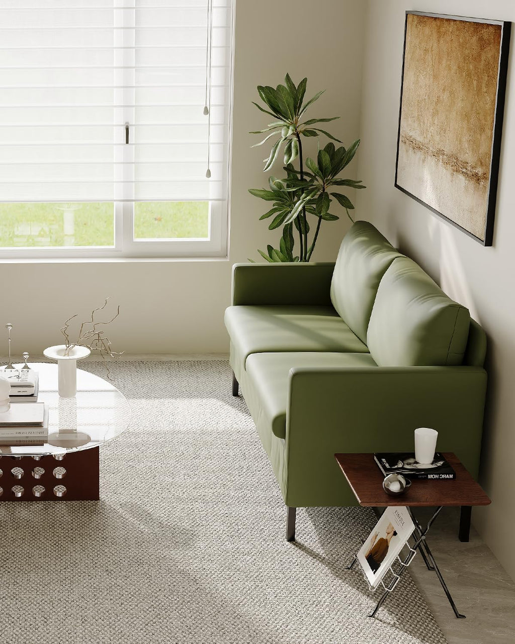 TYBOATLE Faux Leather Modern Small Couches for Small Spaces, Comfy Upholstered Love Seat for Bedroom, 2 Seater Mini Couch for Apartment, Dorm, Office, Green
